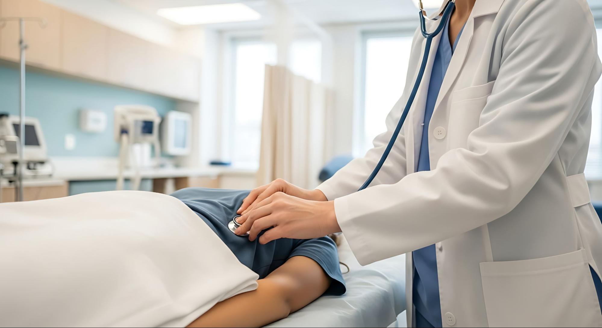 内視鏡検査前の診察・触診の様子